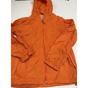 L.L.Bean Rain Jacket Small Orange Nylon Hooded Windbreaker Outdoor Lightweight